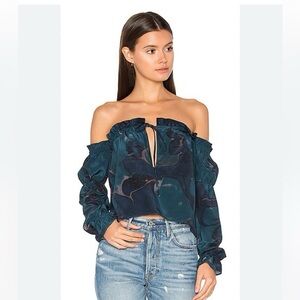 Stone Cold Fox Blue Ruffled Off-the-Shoulder Blouse